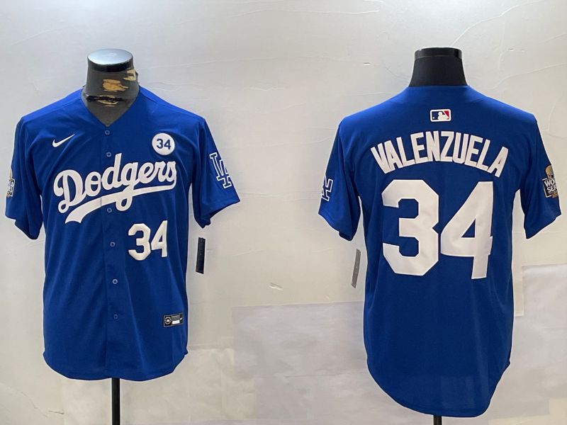 Men Los Angeles Dodgers #34 Valenzuela Blue Game 2024 Nike MLB Jersey style 11211->los angeles dodgers->MLB Jersey